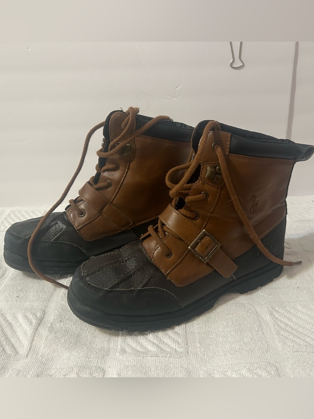 Polo by Ralph Lauren Brown and Black Lace-Up Duck Boots